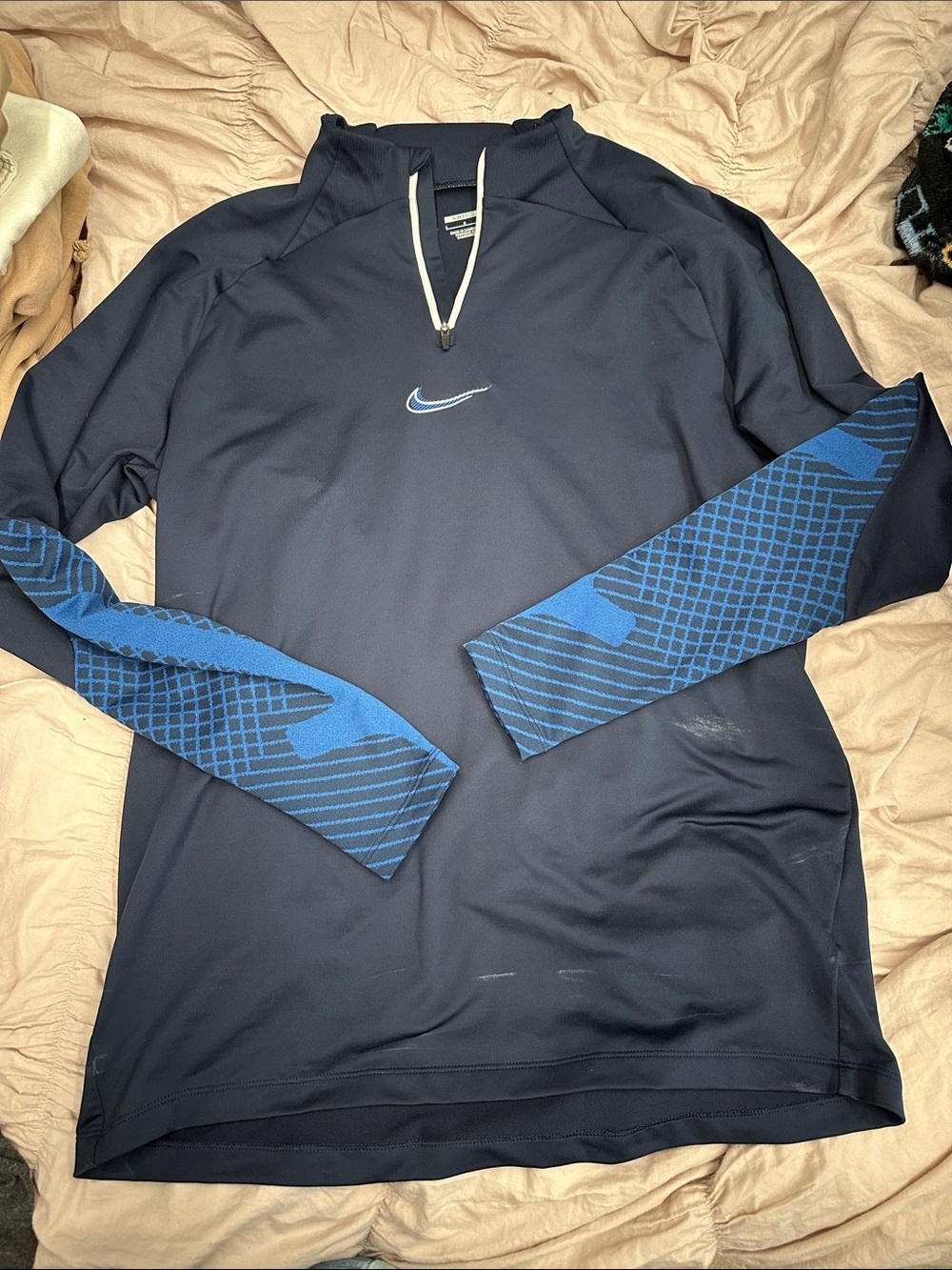Nike Navy Pullover with Blue Patterned Sleeves